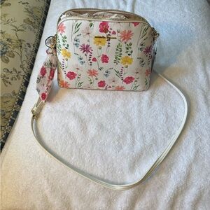 Nanette Lepore White and Red Crossbody Bag Floral Design